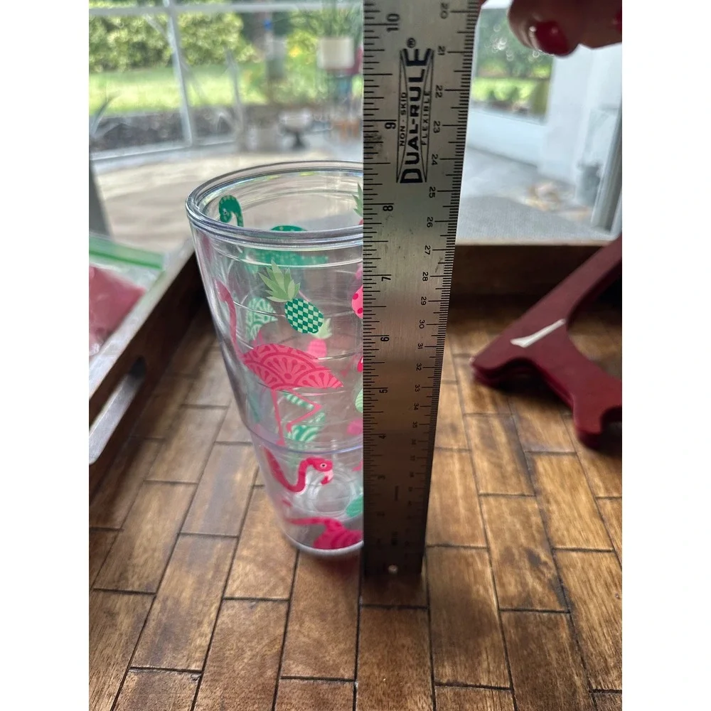 Tervis‎ Flamingo Pineapple Tropical Insulated Tumbler 20oz Clear Pink Green Cup